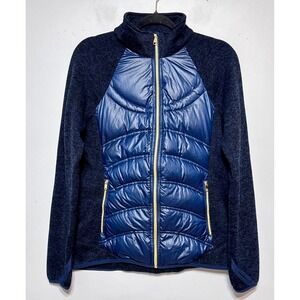 London Fog Gorpcore Down Puffer Knit Hybrid Jacket Small Athleisure Streetwear